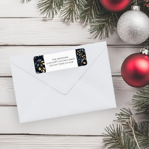 Modern Blue And Gold Christmas Leaves