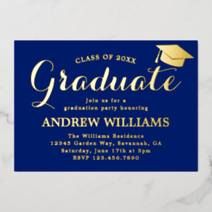 Modern Blue And Gold Graduation Party