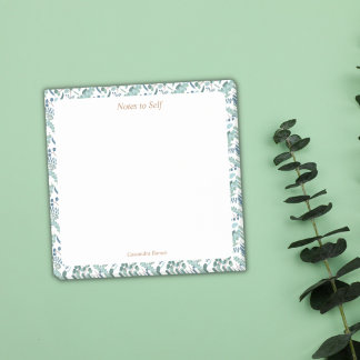 Modern Blue and Green Botanical Border Sticky Post-it Notes