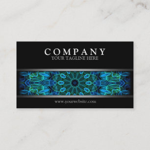 Modern Blue and Green Gems Mandala Business Card