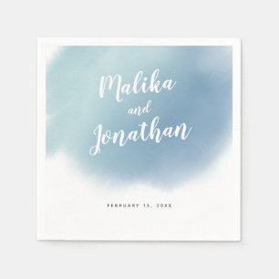 Modern Blue and Green Watercolor Ombre Wedding Napkin