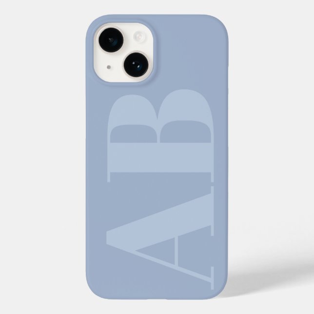 Modern blue and grey initial Minimal Monogram Case (Back)