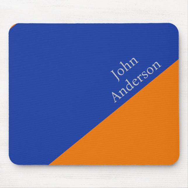 Modern Blue and Orange Colour Block Distressed  Mouse Mat (Front)