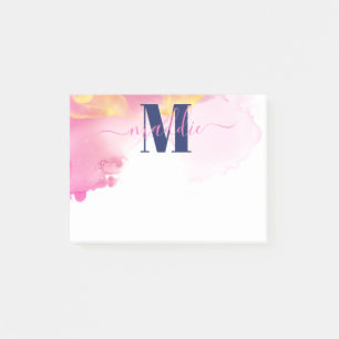 Modern Blue and Pin Ink Cloud Personalised  Post-it Notes