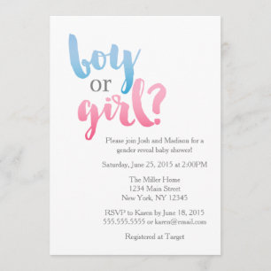 Modern Blue and Pink Gender Reveal Baby Shower Invitation