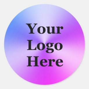 Modern Blue and Purple Gradient Your Logo Here Classic Round Sticker