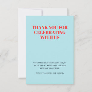Modern Blue and Red Thank You Card