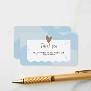 Modern Blue and Star Baby Shower Thank You Card