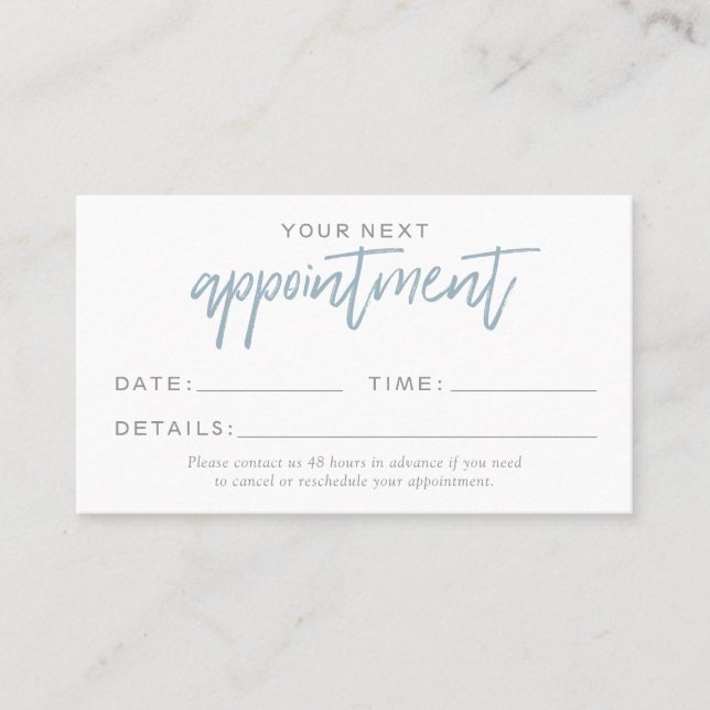 Modern Blue and White Appointment Card (Front)