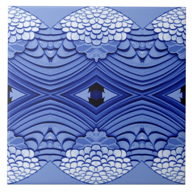 Modern blue and white classic pattern  tile (Front)