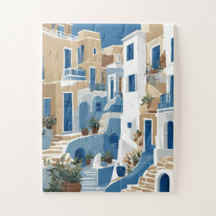 Modern Blue and White Coastal Alley Puzzle