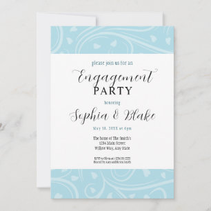 Modern Blue and White Floral Engagement Party  Invitation