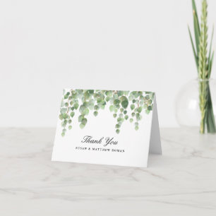 Modern Blue and White Floral Wedding Thank you Card