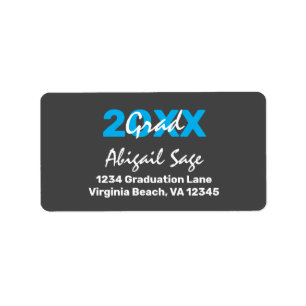 Modern Blue and White Graduation Address Label