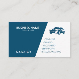 Modern Blue and White Mobile Car Wash & Detailing Business Card