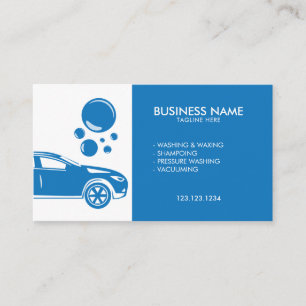 Modern Blue and White Mobile Car Wash & Detailing Business Card