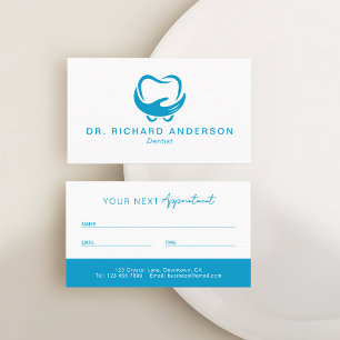 Modern Blue and White Professional Dentist Appointment Card
