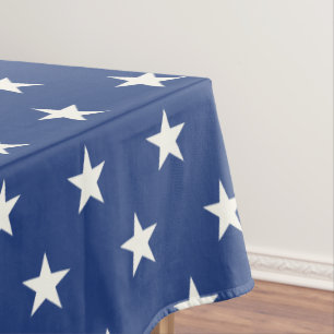 Modern Blue and White Star Pattern Tablecloth