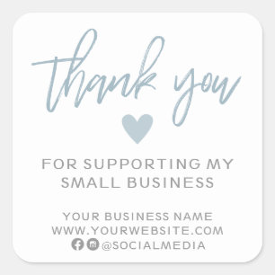 Modern Blue and White Thank You Square Sticker