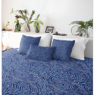 Modern Blue and White Wave Swirl Pattern Pillowcase