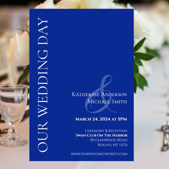 Modern Blue and White Wedding- Invitation (Modern Blue and White Wedding- Invitation)