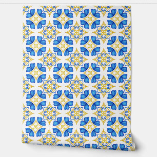 Modern Blue and yellow Watercolor Abstract Wallpaper