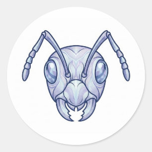 Modern Blue Ant Line Art Illustration Sticker