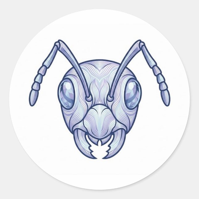Modern Blue Ant Line Art Illustration Sticker (Front)
