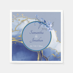 Modern Blue Aqua Marble Wedding Napkin