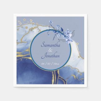 Modern Blue Aqua Marble Wedding Napkin
