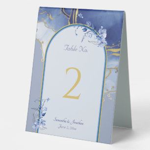 Modern Blue Aqua Marble Wedding Table Tent Sign