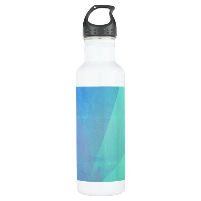 Modern Blue Aqua &Turquoise Geometric Gradation 710 Ml Water Bottle (Front)