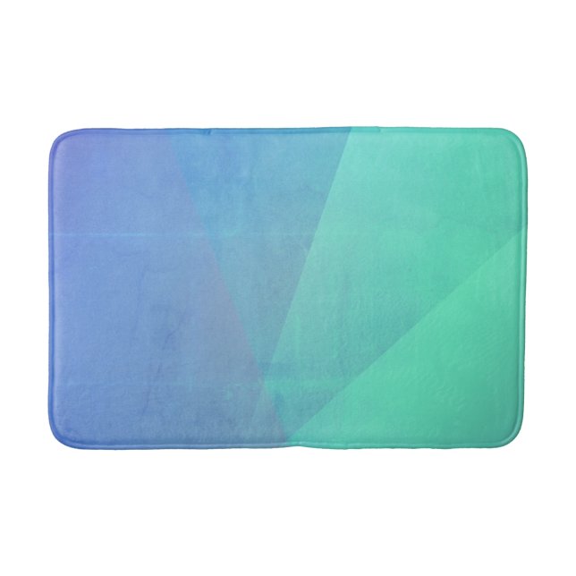 Modern Blue Aqua &Turquoise Geometric Gradation Bath Mat (Front)