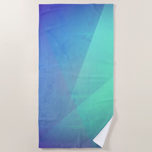 Modern Blue Aqua &Turquoise Geometric Gradation Beach Towel (Front)