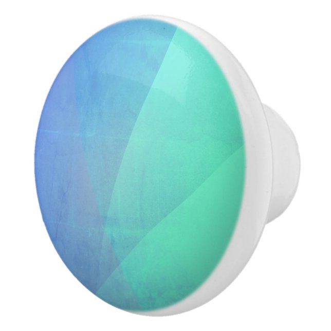 Modern Blue Aqua &Turquoise Geometric Gradation Ceramic Knob (Right)