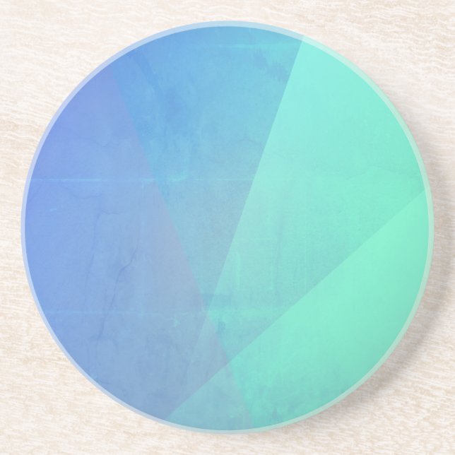 Modern Blue Aqua &Turquoise Geometric Gradation Coaster (Front)
