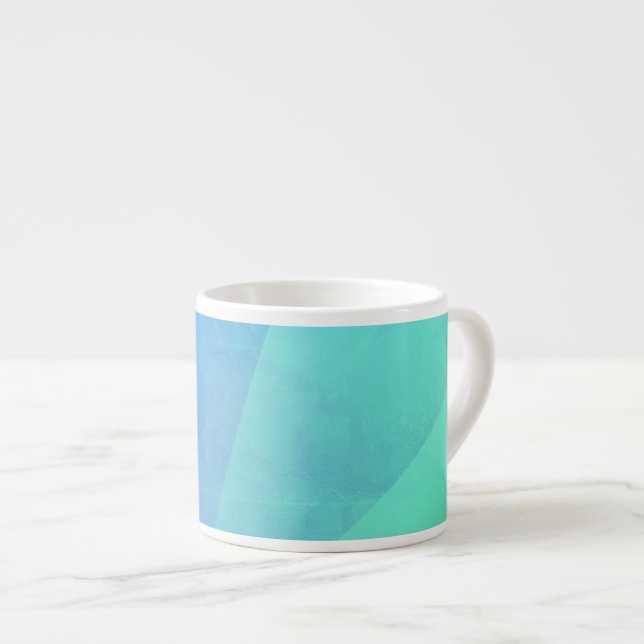 Modern Blue Aqua &Turquoise Geometric Gradation Espresso Cup (Front Right)
