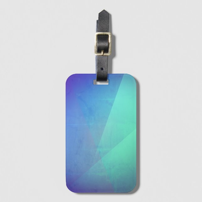 Modern Blue Aqua &Turquoise Geometric Gradation Luggage Tag (Front Vertical)