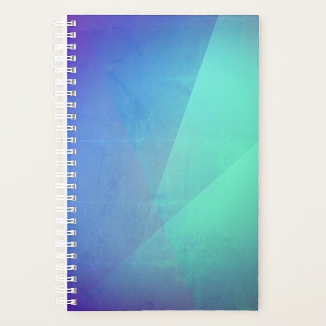 Modern Blue Aqua &Turquoise Geometric Gradation Planner (Front)