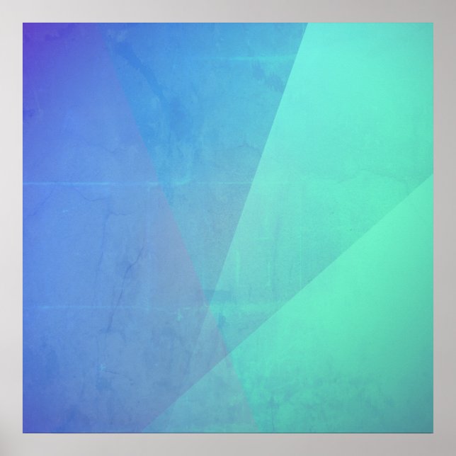 Modern Blue Aqua &Turquoise Geometric Gradation Poster (Front)