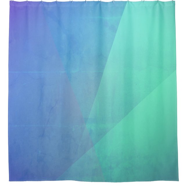 Modern Blue Aqua &Turquoise Geometric Gradation Shower Curtain (Front)