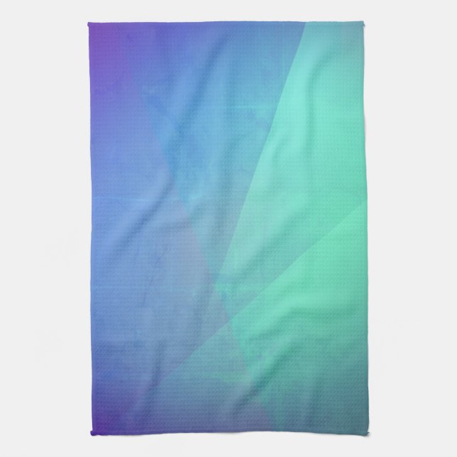 Modern Blue Aqua &Turquoise Geometric Gradation Tea Towel (Vertical)