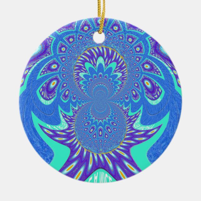 Modern Blue art Ceramic Tree Decoration (Front)