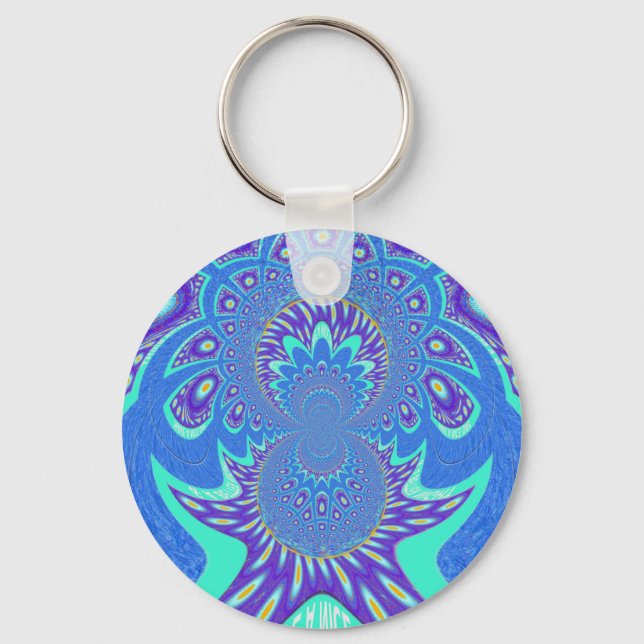 Modern Blue art Key Ring (Front)
