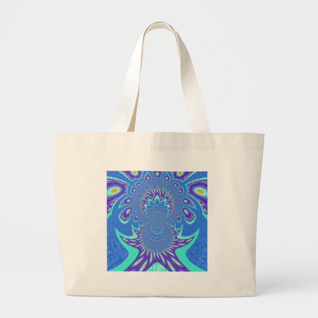 Modern Blue art Large Tote Bag (Front)