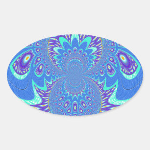 Modern Blue art Oval Sticker