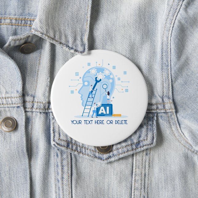 Modern blue Artificial Intelligence  illustration  10 Cm Round Badge (In Situ)