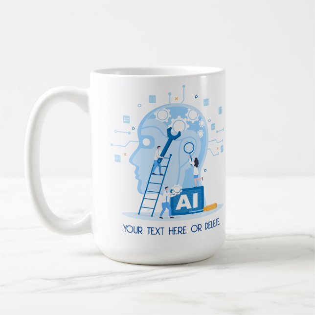 Modern blue Artificial Intelligence Illustration  Coffee Mug (Left)