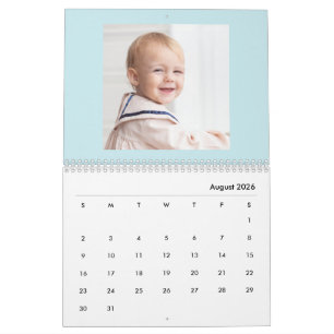 Modern Blue Baby Boy Family Photo Calendar 2027