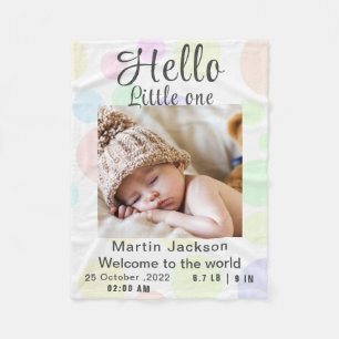 Modern Blue Baby Boy Photo Birth Announcement  Fleece Blanket